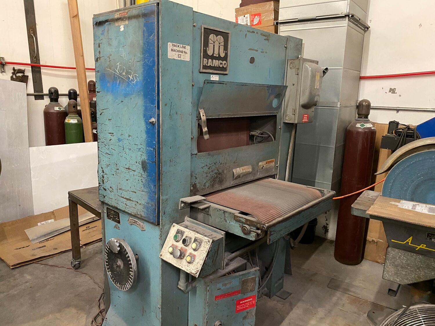 Vertical band saw on the shop floor